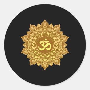 Om Symbol Mandala Sacred Geometry Zen Yoga Meditat Classic Round Sticker