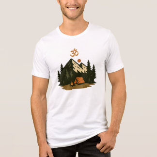 "Om" Symbol Mountain Camping Scene Tri-Blend Shirt