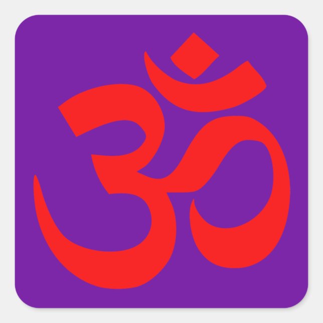 Om Symbol Mystical Sound in Hindu and Buddhism Square Sticker (Front)