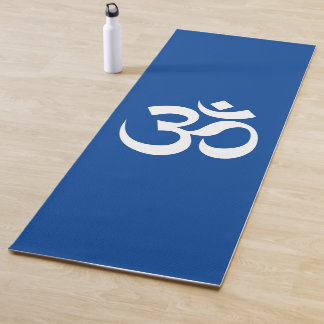 Om Symbol Ohm Yoga Spiritual Deep Blue Mat