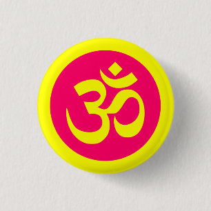 Om Symbol on Yellow and Pink Badge