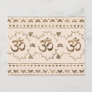 OM symbol ornament - pastel gold Postcard