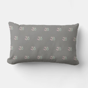 Om symbol pattern Sanskrit Zen pastel grey cushion