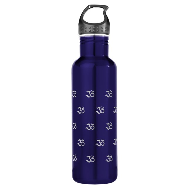 Om Symbol Pattern Zen Grey Dark Blue 710 Ml Water Bottle (Front)