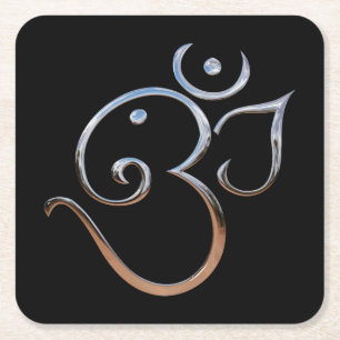 Om Symbol Square Paper Coaster