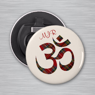 Om Symbol w/ Initials 2.25-in Magnet Bottle Opener