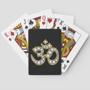 Om Symbol with "Diamond" Stones Playing Cards