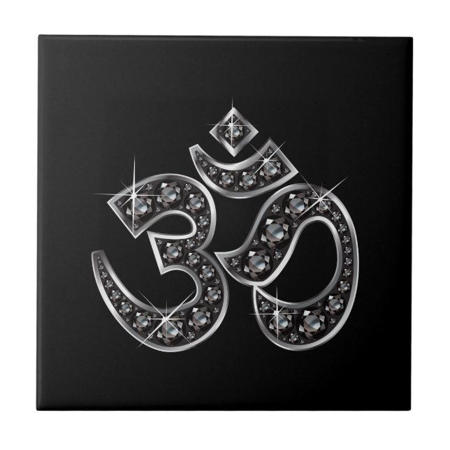 Om Symbol with "Onyx" Stones Tile (Front)
