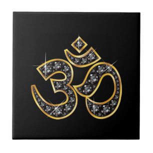 Om Symbol with "Onyx" Stones Tile