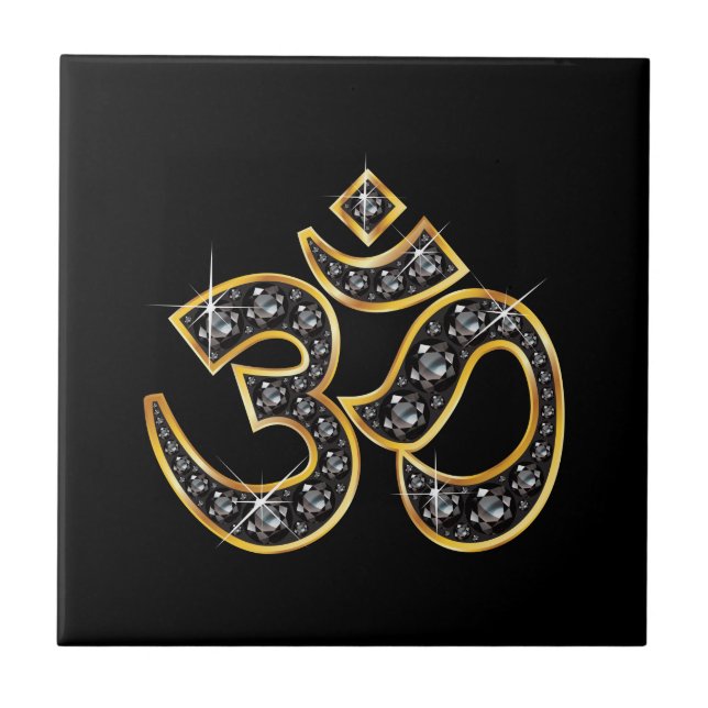 Om Symbol with "Onyx" Stones Tile (Front)