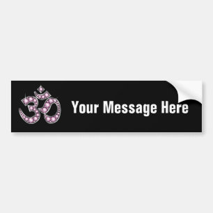 Om Symbol with "Rose Quartz" Stones Bumper Sticker