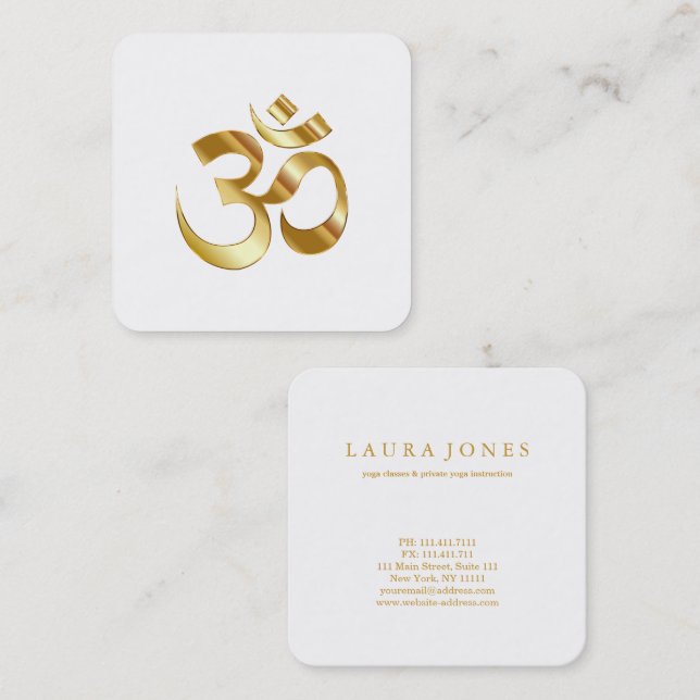 OM Symbol Yoga Meditation Instructor Square Business Card (Front/Back)