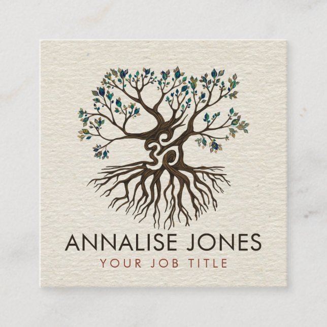 Om Tree  Square Business Card (Front)