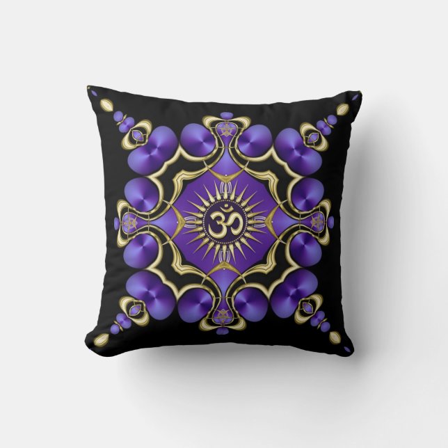 OM Yoga Arts Golden Purple Cushion (Front)