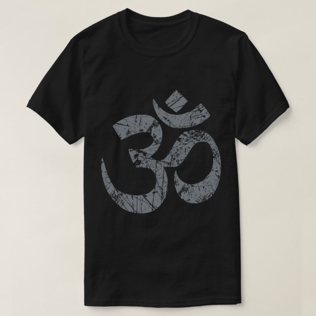 OM Yoga Spiritual Symbol in Distressed Style Essen T-Shirt (Design Front)