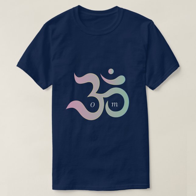 Om zen yoga workout fitness gym pastel dark blue T-Shirt (Design Front)