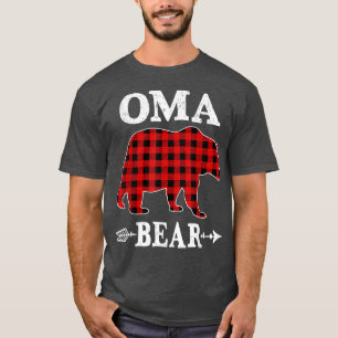 Oma Bear Christmas Pajama Red Plaid Buffalo Family T-Shirt