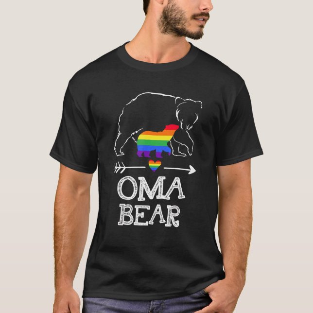 Oma Bear Proud Aunt Rainbow Flag Lgbt Pride Month T-Shirt (Front)