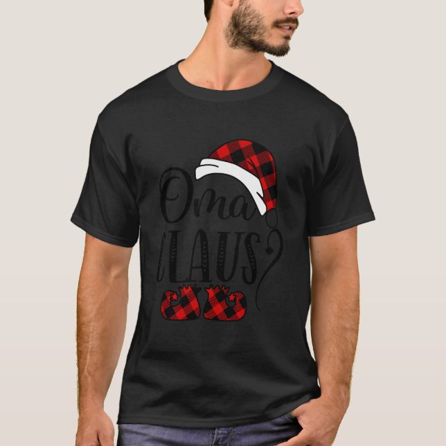 Oma Claus Christmas Grandma Gift T-Shirt (Front)