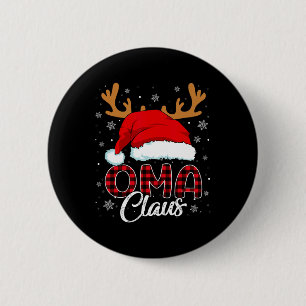 Oma Claus Santa Hat Reindeer Red Plaid Matching Fa 6 Cm Round Badge