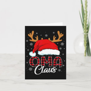 Oma Claus Santa Hat Reindeer Red Plaid Matching Fa Card