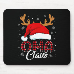 Oma Claus Santa Hat Reindeer Red Plaid Matching Fa Mouse Pad
