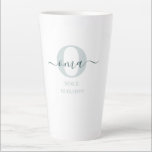 Oma Elegant Script Monogram Green White Latte Mug<br><div class="desc">Latte mug for a new oma or long established one! which you can personalise with the date they became a grandmother. This trendy minimalist design has a modern colour palette of two tone green and white. It has an Oma monogram, with the initial letter O and the name oma, lettered...</div>