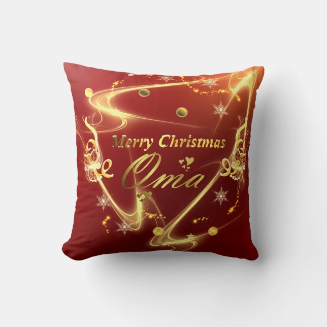 oma golden christmas text  cushion (Front)
