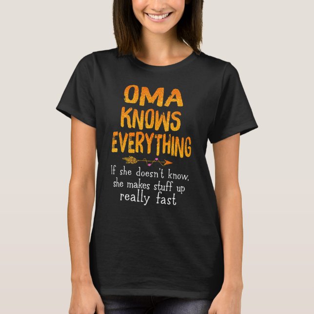Oma Knows Everything If She Doesn't Know  Mothers  T-Shirt (Front)