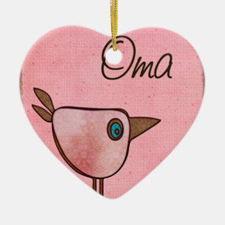 oma pink whimsical bird ceramic tree decoration