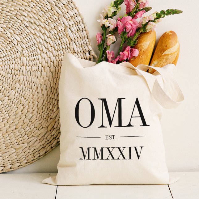 Oma Roman Numeral Year Established Tote Bag (Creator Uploaded)