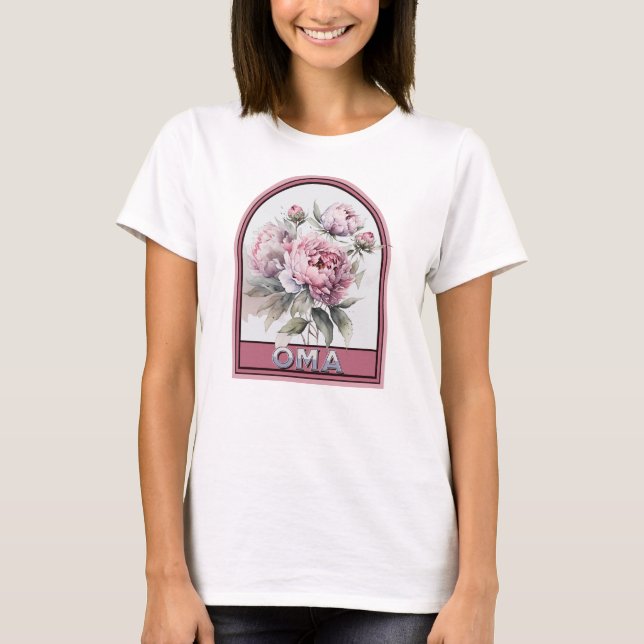 Oma Vintage Floral Grandmother T-Shirt (Front)