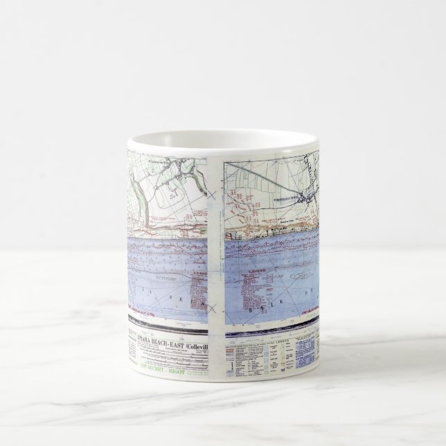 Omaha Beach landing maps Coffee Mug (Center)