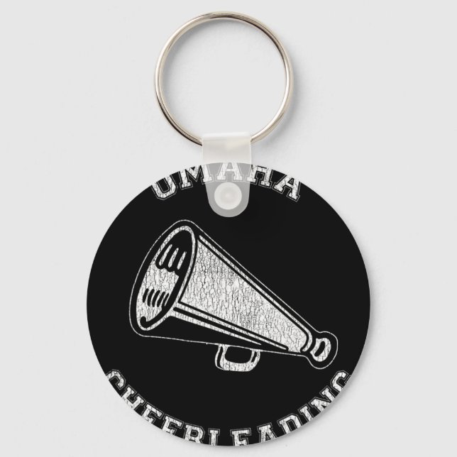 Omaha Cheer Distressed Retro 90's Cheerleader  Key Ring (Front)