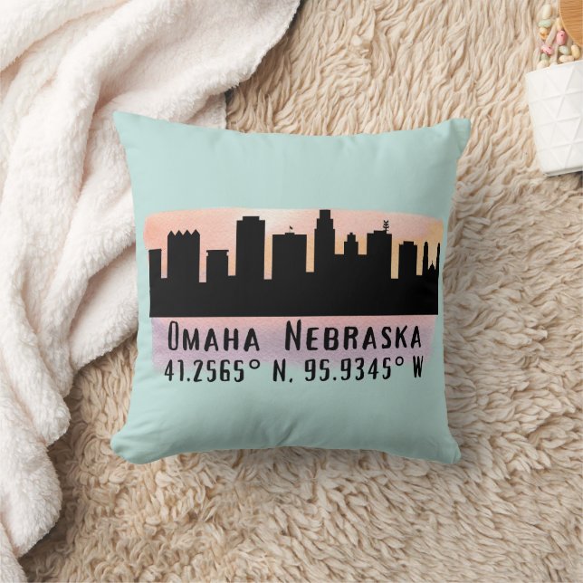 Omaha NE City Skyline Cushion (Blanket)
