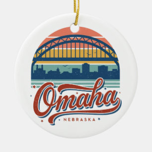 Omaha Nebraska Bob Kerrey Bridge Ceramic Tree Decoration