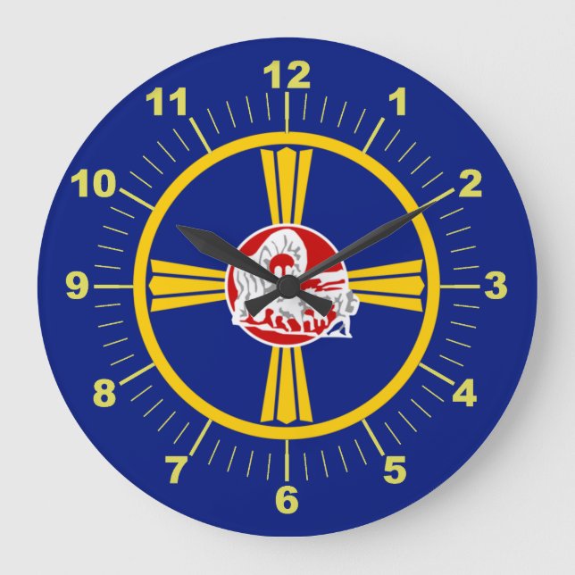Omaha (Nebraska) flag Large Clock (Front)