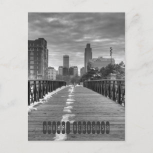 Omaha Nebraska in Black on White Postcard