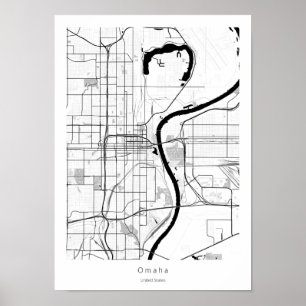 Omaha Nebraska Modern Minimal Simple City Map Poster
