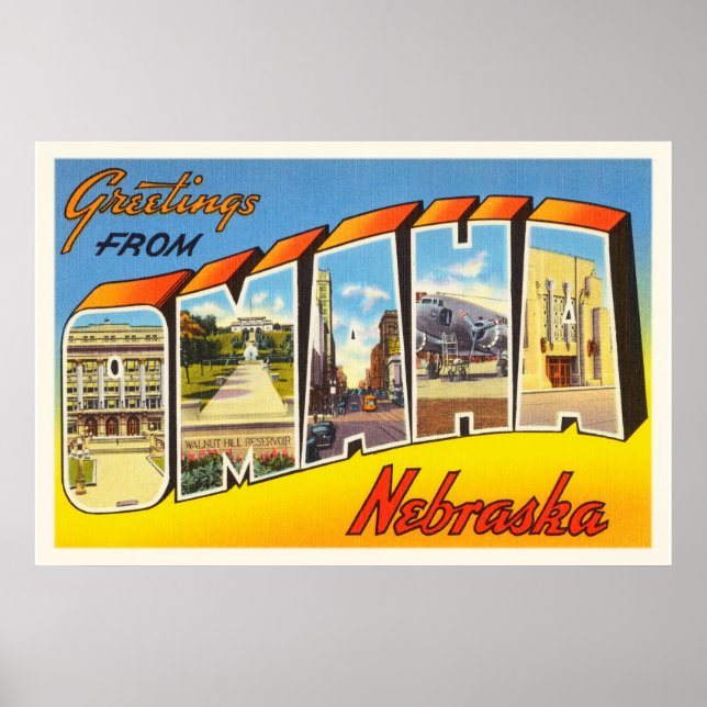 Omaha Nebraska NE Old Vintage Travel Souvenir Poster (Front)