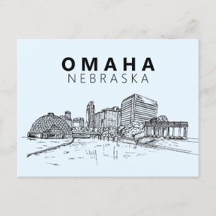 Omaha Nebraska Skyline Downtown Modern Postcard