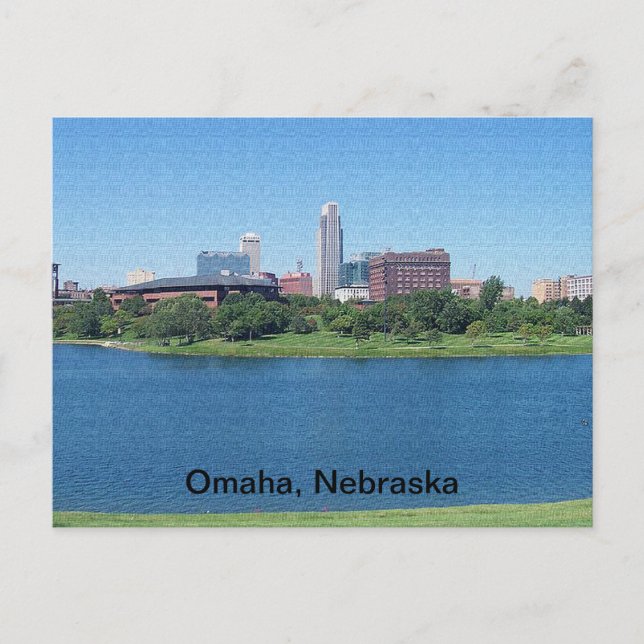 Omaha, Nebraska Skyline on Canvas Postcard (Front)