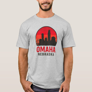 Omaha Nebraska Skyline Sunset   Retro Silhouette T-Shirt