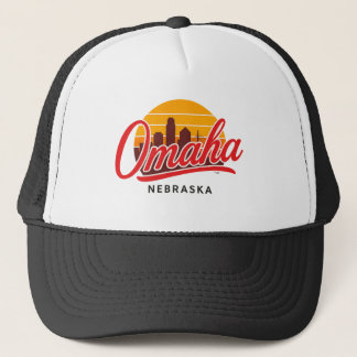 Omaha Nebraska Skyline Sunset | Vintage Retro City Trucker Hat
