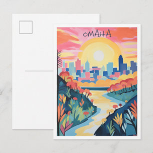 Omaha Nebraska Travel Aesthetic Postcard