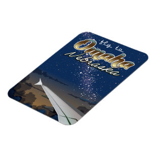 Omaha, Nebraska vintage flight travel poster Magnet