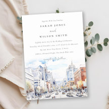 Omaha Nebraska Watercolor Landscape Wedding