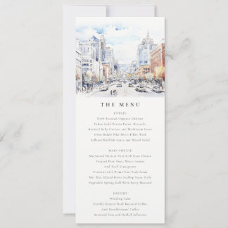 Omaha Nebraska Watercolor Landscape Wedding  Menu Invitation