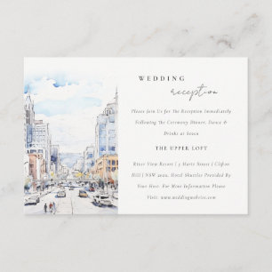 Omaha Nebraska Watercolor Scape Wedding Reception Enclosure Card