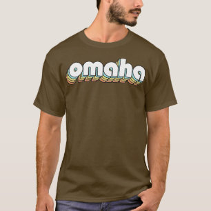 Omaha Retro Rainbow Typography Faded Style T-Shirt